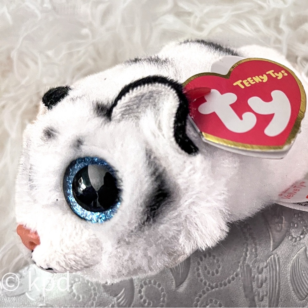 TY Beanie Teeny Tys ZACK White Tiger 2018, with 2 English Tags & 1 French Tag